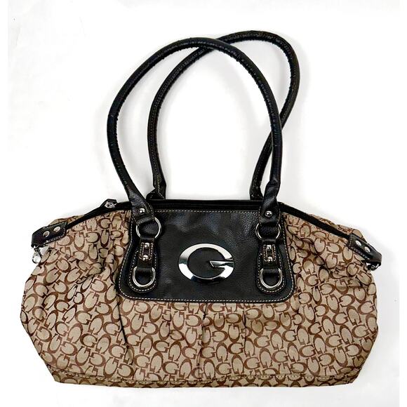 Guess Monogram Canvas Shoulder Bag - Picture 1 of 9
